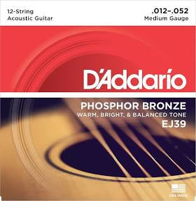 D’Addario Acoustic Guitar Strings (EJ39) 12 string